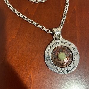 2003 Santa Fe Indian Art Commemorative Pendant by Kenneth Johnson Sterling Chain